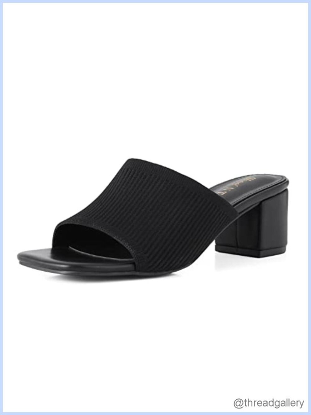 Shoe'N Tale Women's Heeled Sandals Square Open Toe Chunky Block Low Heel Slip